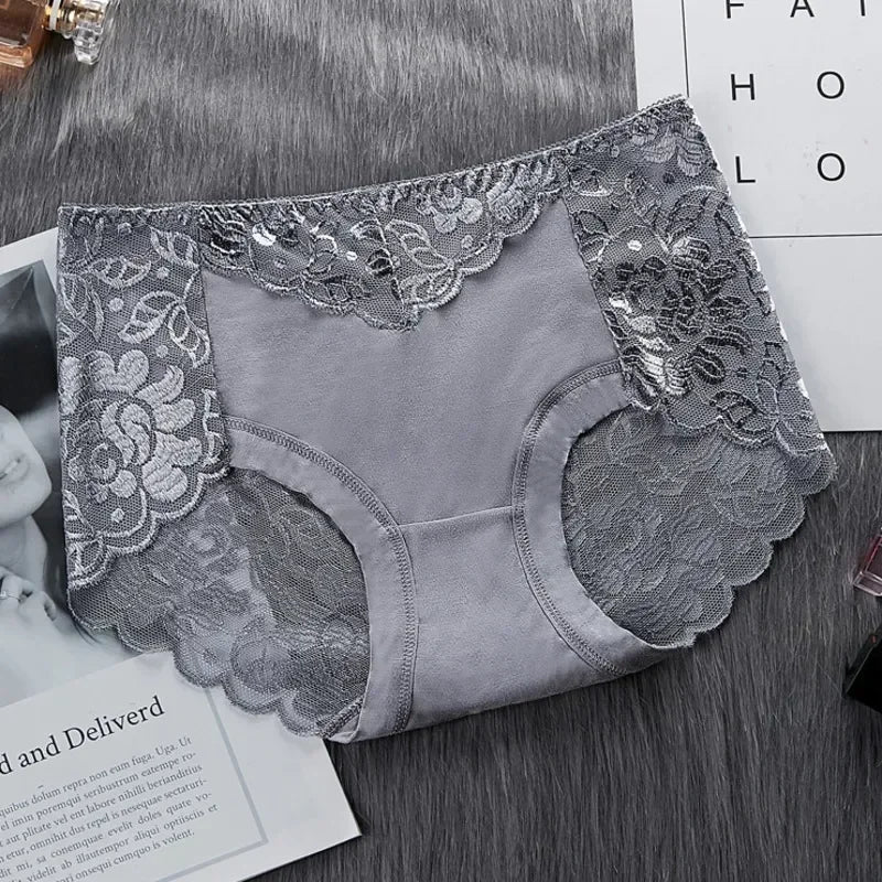 Women's Cotton Underwear Panties Sexy Lace Mid-Waist Hollow Female Briefs Hip Lift Underpants for Lady Lingerie Нижнее Белье