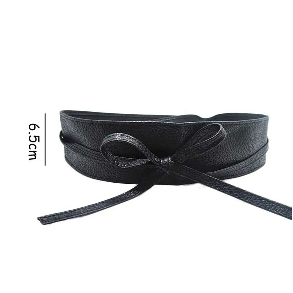 Dress Accessories for Female Soft Leather Dress Belt Elegant Bow Belt Ladies  Girls Belt Wide Self Tie Wrap Around Waist Band