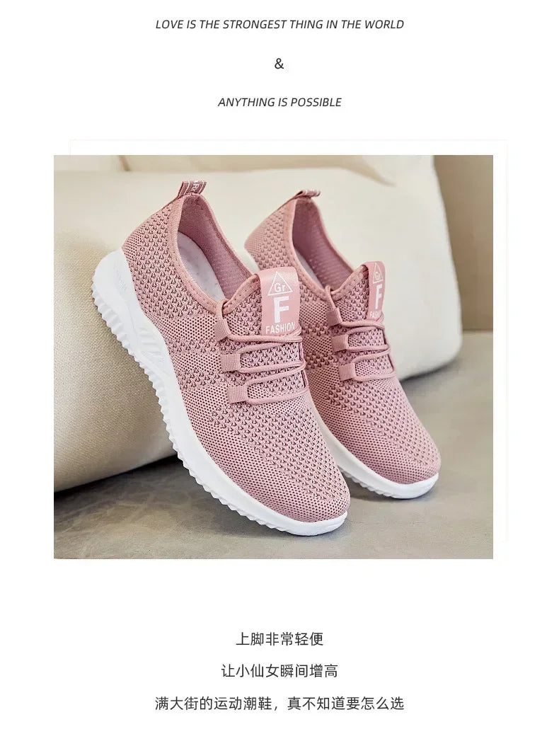 Shoes for Women 2024 New Casual Fashion Running Shoes Flying Woven Breathable Lady Casual Shoes Soft Sole Trend Fashion Sneakers