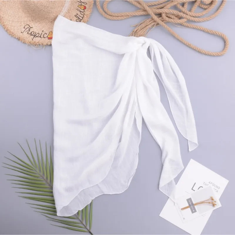 2024 Luxury Solid Skirt for Women Bikini Mini Dresses Bamboo Sarong Swim Cover Ups Playa Short  Swim Dresses Over Size
