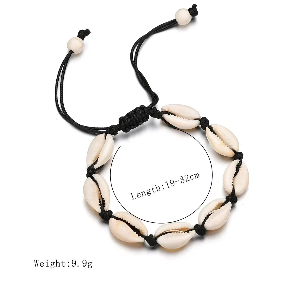 Bohemian Shell Charm Bracelets For Women Men Summer Sandy Beach Handmade String Rope Chains Bangle DIY Jewelry Accessories