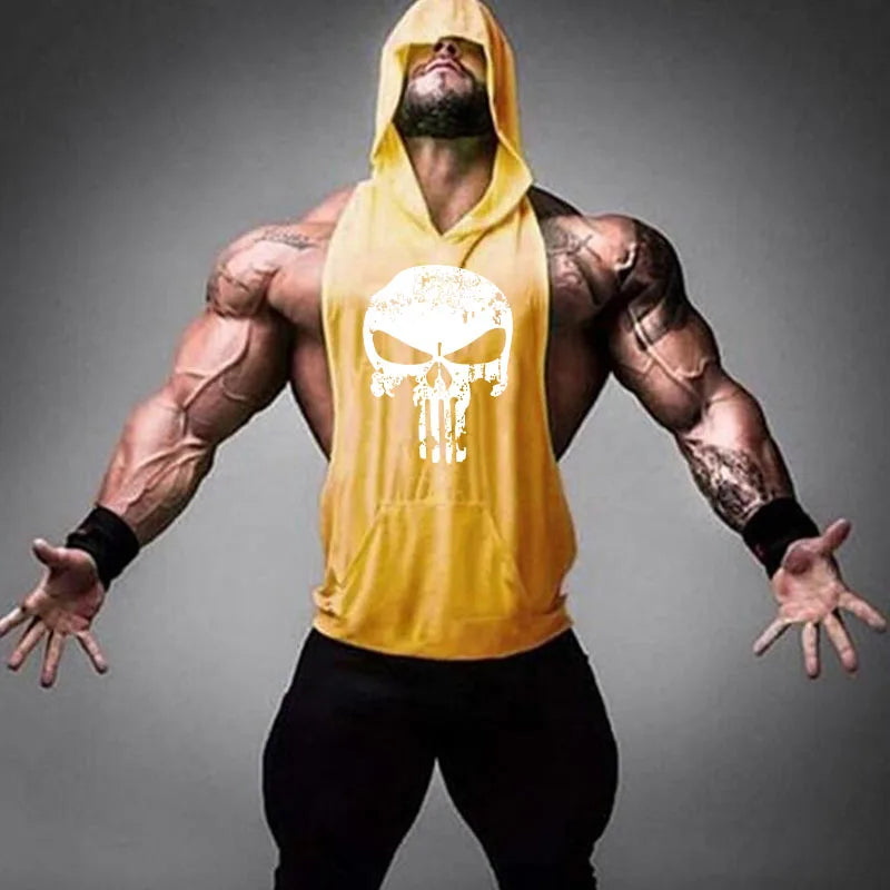 Bodybuilding Tank Tops Men Gym Fitness Cotton Hooded Vest Sleeveless Shirt Workout Hoodie Summer Casual Fashion Singlet Clothing