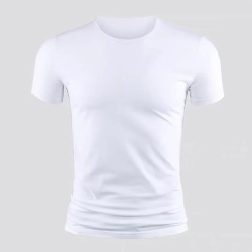 Summer Men's Short Sleeve T-Shirt Basic Plain Casual Gym Muscle Crew Neck T-shirts Slim Fit Tops Tee Clothing For Man