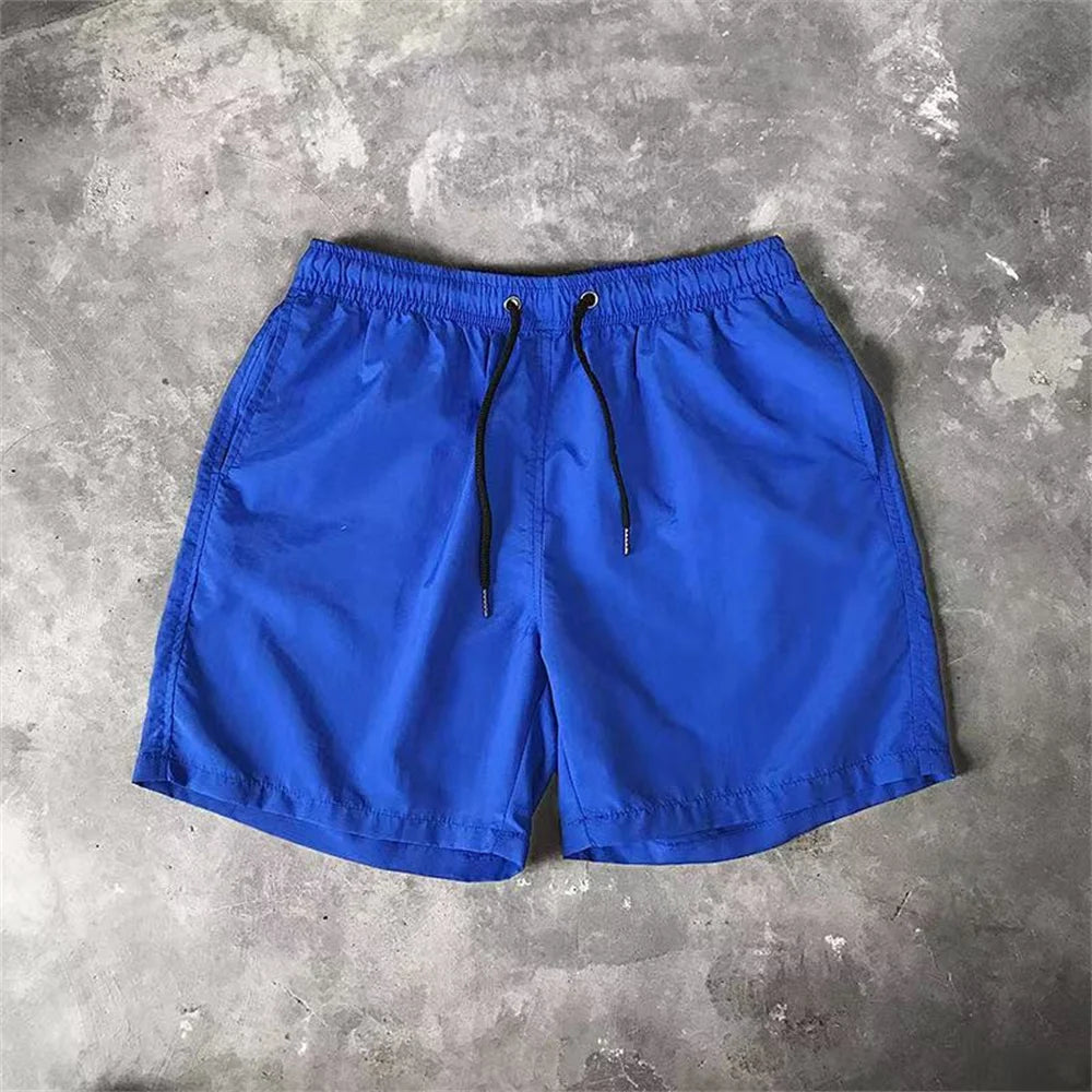 Men‘s Swim Trunks with Side Pockets Summer Casual Solid Color Beach Shorts Quick Dry Lightweight Board Shorts Swimwear Swimsuit