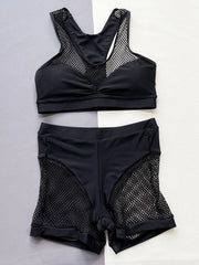 sexy push up black lattice bikinis sets two pieces perspective cropped vest with bottoms swimwear women biquini bathing suits