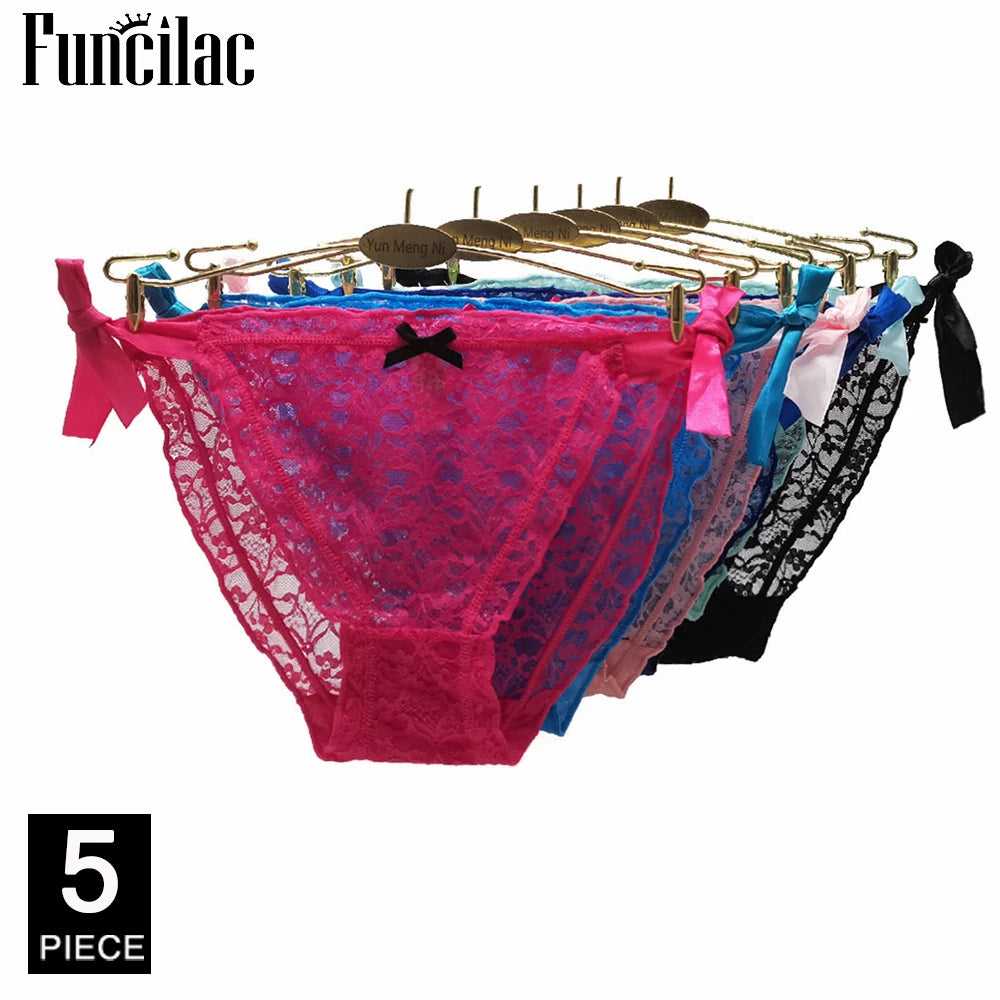 Woman Underwear Sexy Lace Panties Briefs Breathable Transparent Underpants Female Knickers 6 Pcs/set