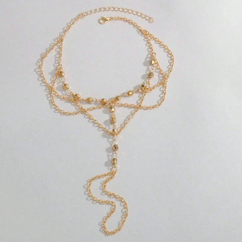 Summer Beach Accessories Feet Jewelry Fashion Simple Sexy Handmade Bead Chains Tassels Toe Foot Bracelet for Women1 Dollar Items