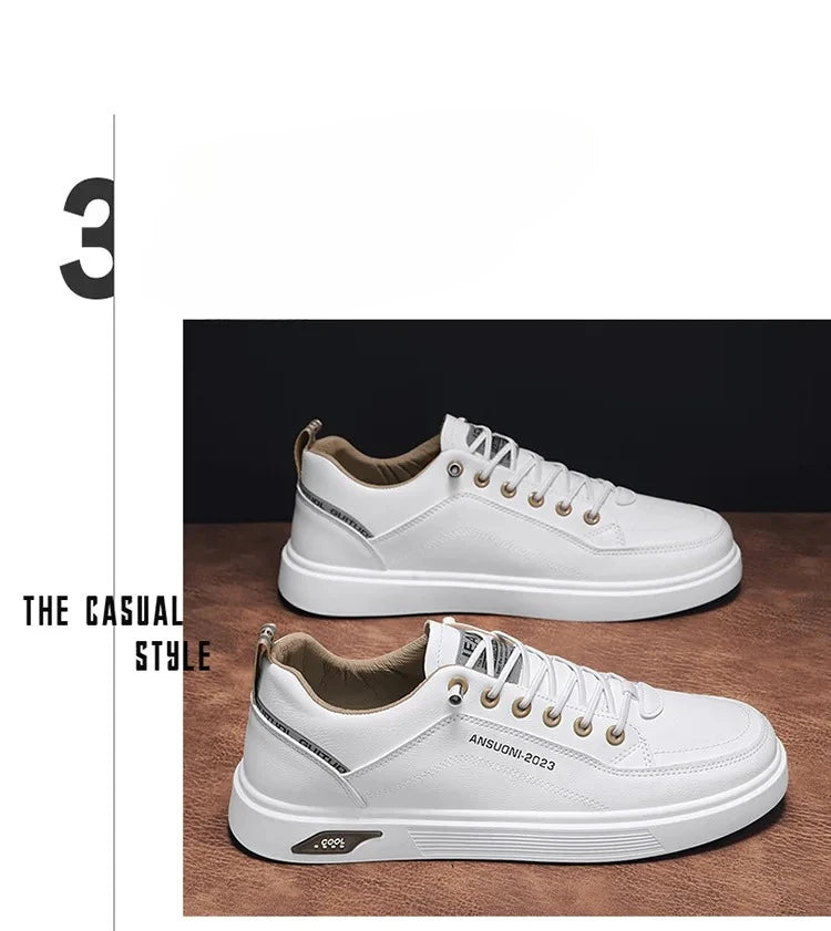 Men's Casual Walking Shoes Lightweight Flat Round Toe Trendy Lace-up New Sporty Style Four-season Color-blocked Board Shoes
