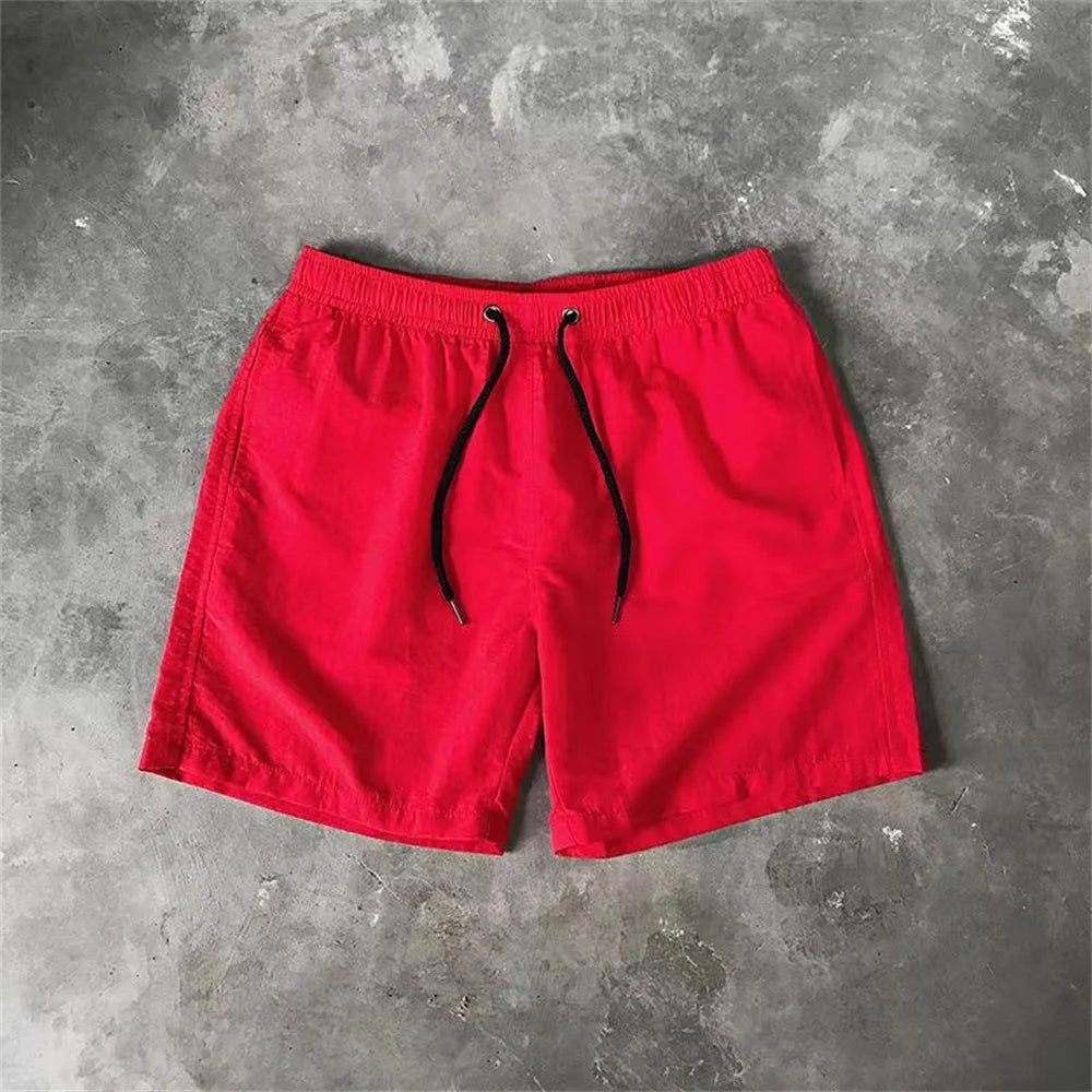 Men‘s Swim Trunks with Side Pockets Summer Casual Solid Color Beach Shorts Quick Dry Lightweight Board Shorts Swimwear Swimsuit