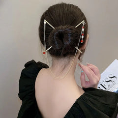 Headwear For Men For Women Fan Flower Hair Clip Hair Fork Hair Accessories Double Tassel Hair Stick Chinese Style Hairpins