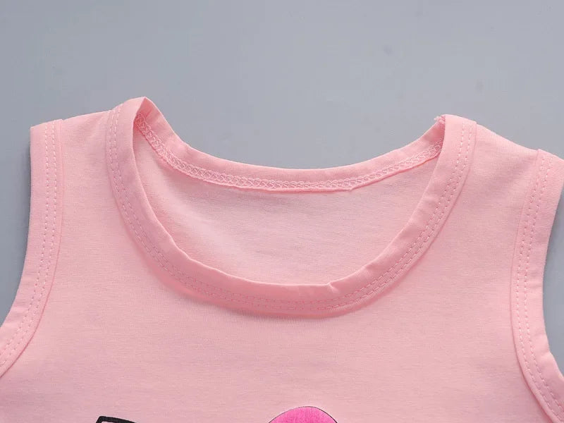 Baby Girls Summer Clothes Sets Infant Children Cartoon Hello Kitty Cotton Sleeveless T-Shirt Vest+Shorts Suits Toddler Clothing