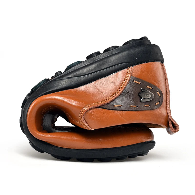 Handmade Shoes Genuine Leather Casual Shoes For Men Flat Platform Walking Shoes Outdoor Footwear Loafers Breathable Sneakers