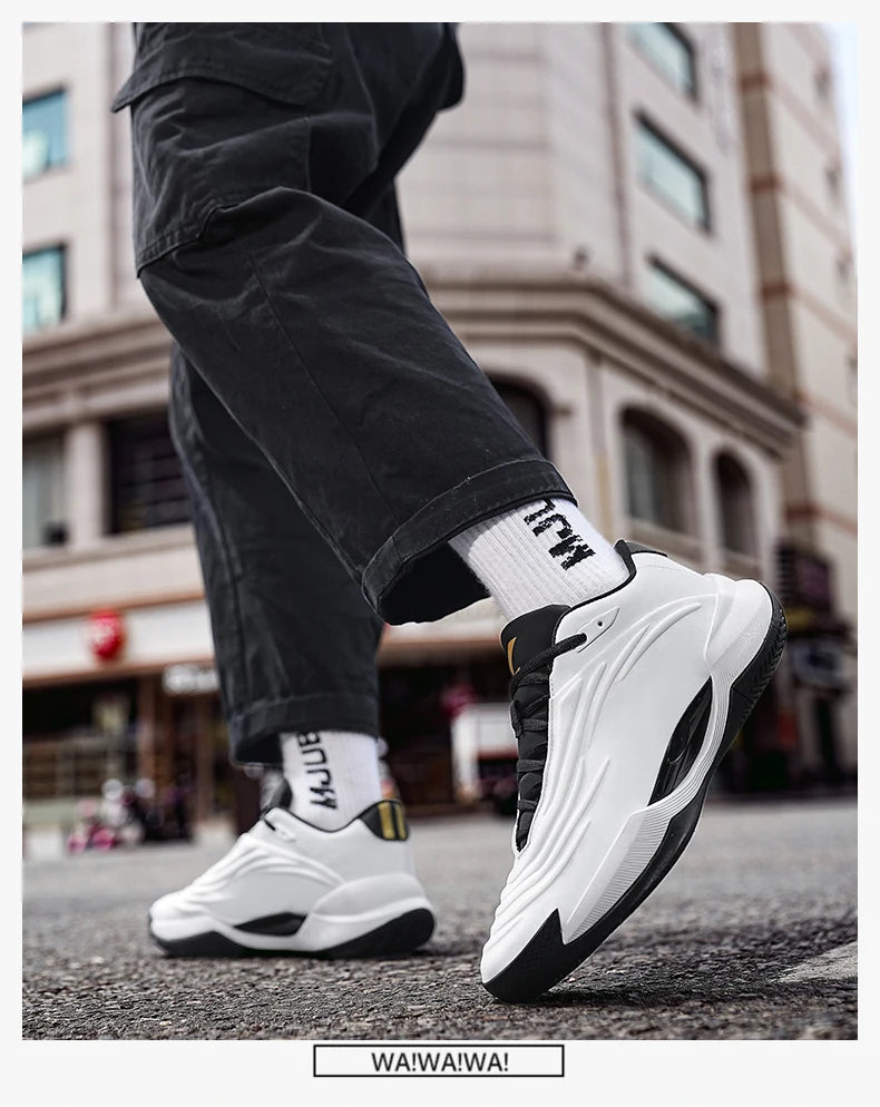 High-quality Men Basketball Shoes for Women Leather Basketball Sneakers Men Outdoor Rubber Anti Slip Sports Training Shoes Male
