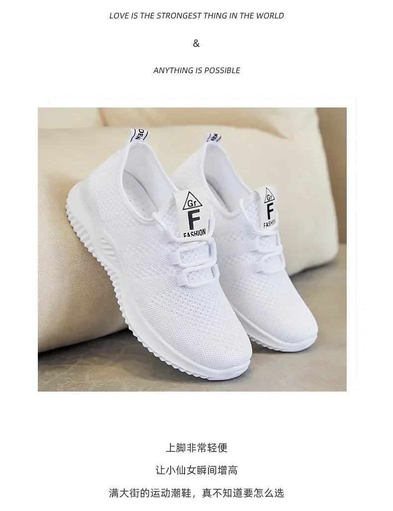 Shoes for Women 2024 New Casual Fashion Running Shoes Flying Woven Breathable Lady Casual Shoes Soft Sole Trend Fashion Sneakers