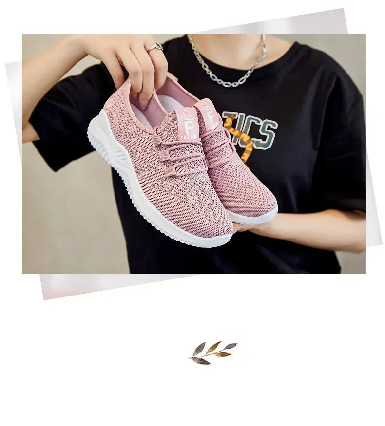 Shoes for Women 2024 New Casual Fashion Running Shoes Flying Woven Breathable Lady Casual Shoes Soft Sole Trend Fashion Sneakers