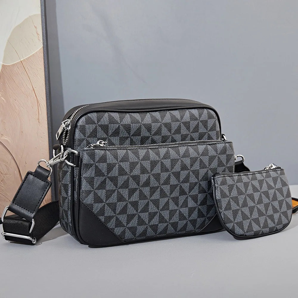 תיקי כתף מודפסים לגברים אביזרים מרובים תיקי עור לגברים תיק יד עם שרשרת תיקי כתף צלב גוף