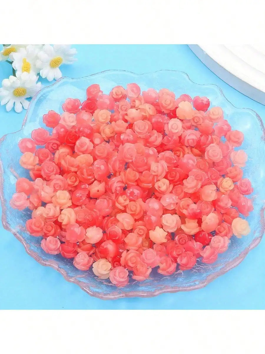 5/11/21pcs Rose Decorative Beads, Summer Beach Vacation Women's Fashion Accessories Decorative Accessories, DIY Party Gift Beads