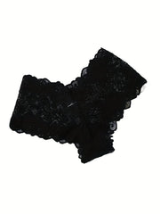 【 6 pcs 】 Women's sexy lace underwear breathable triangle pants solid color low waist T pants