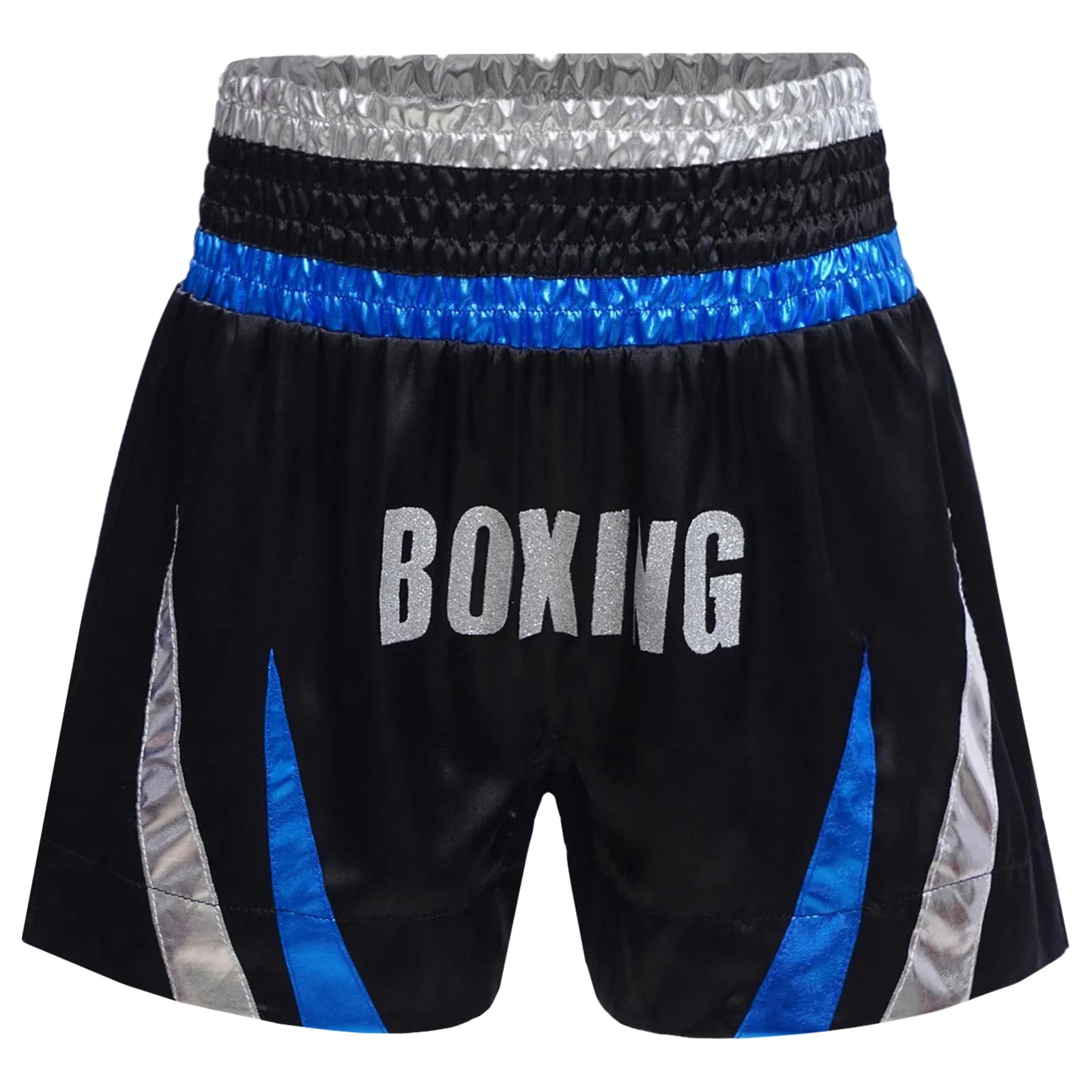 Kids Boys Boxing Training Outfit Long Sleeve Open Front Metallic Satin Robe Hooded Cloak with Athletic Shorts And Boxer Gloves