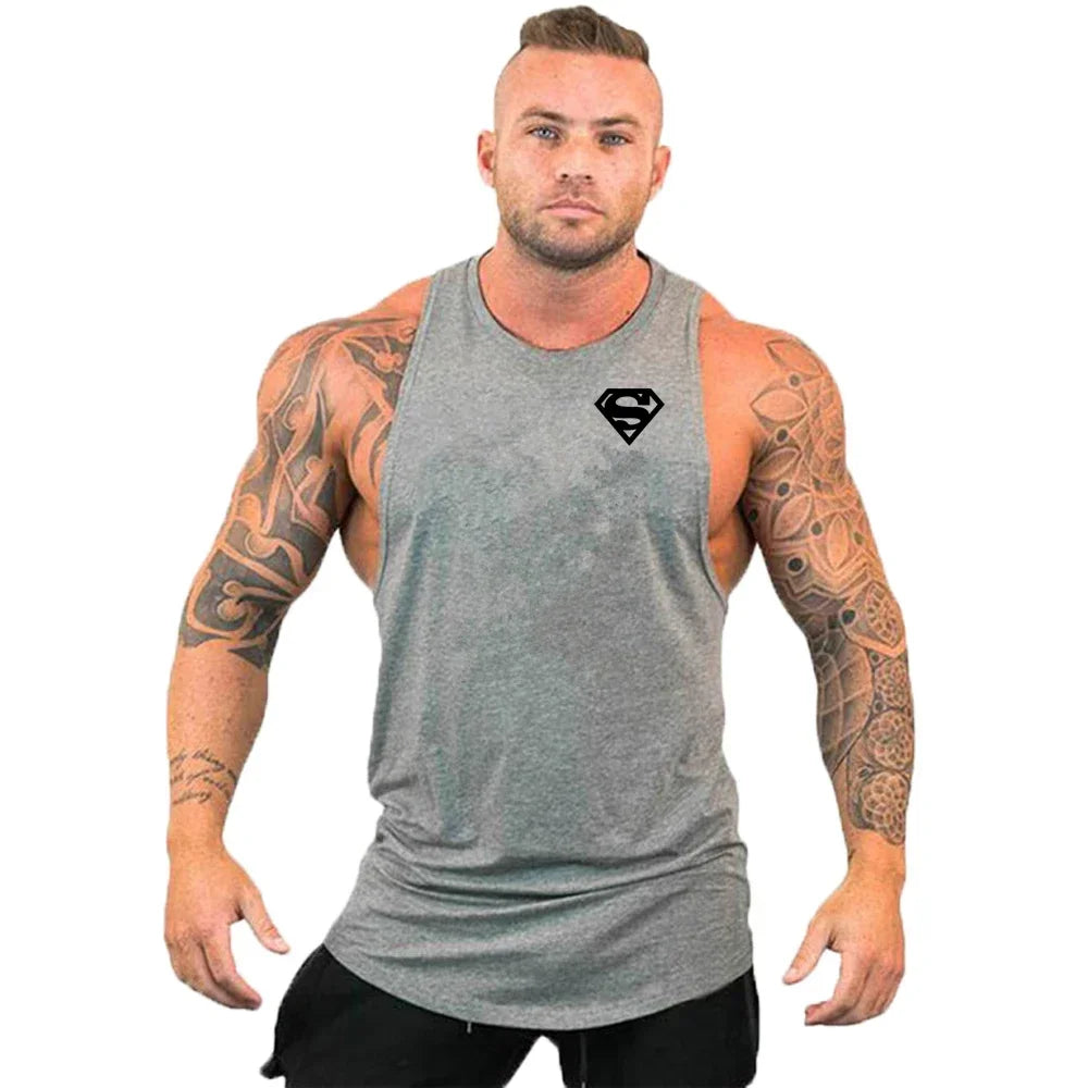Men Bodybuilding Clothing Cotton Sleeveless Shirt Brand Gym Stringer Tank Top Man Fitness Vest Singlet Sportwear Workout Tanktop