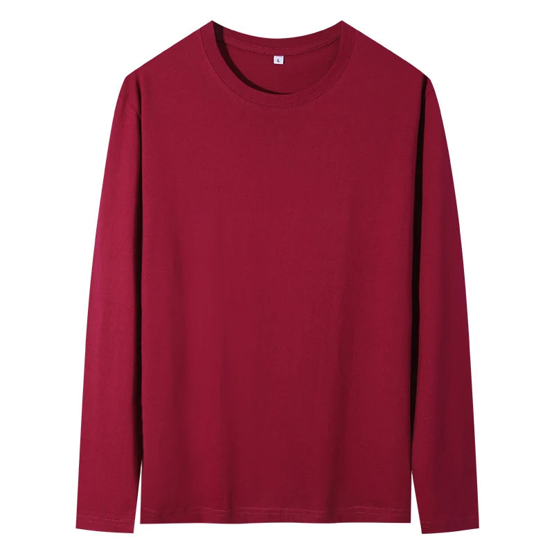 2025 Spring Summer Mens O-Neck T-Shirt Long Sleeve T Shirt Male Solid Tshirt Man Clothing Breathable Men Tops Tees