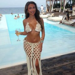 Sexy Bikini Swimsuit with Skirt Bandage Women Brazilian Shell Bikini Bathing Suit A Line Skirt Summer Female