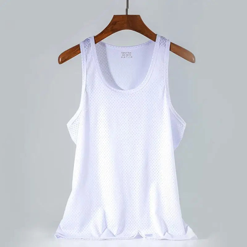 Summer Quick-Drying Man Sleeveless Shirt Breathable Ice Silk Gym T-shirts Sport Gym Gym Clothing Men Mesh Hole Tank Top Vest