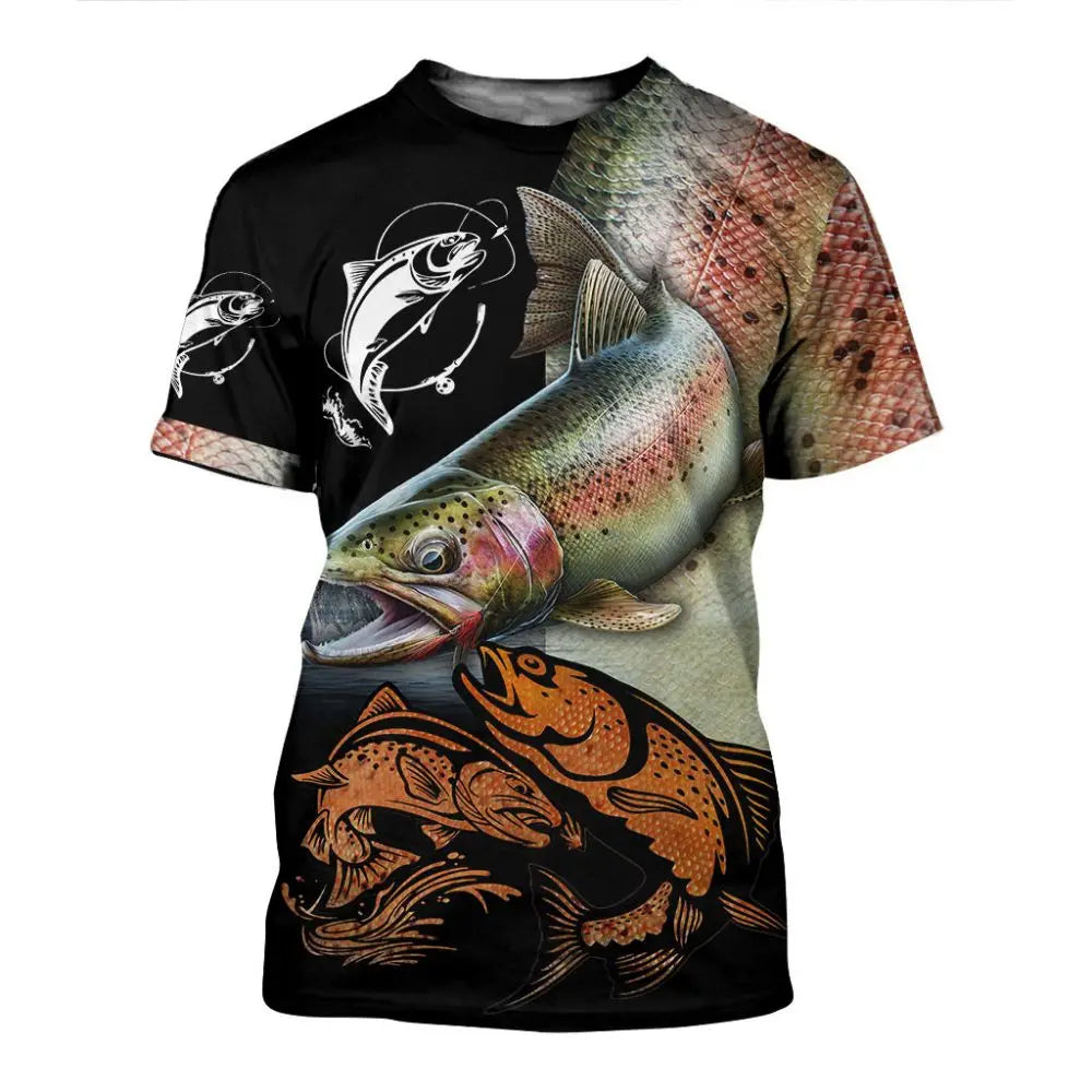 Summer Men's T-shirt Carp Fishing 3D Print T-shirt Men Fashion T-shirts Kids Hip Hop Tops Tees Men's Clothing Y2k Tops Boy