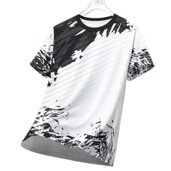 חולצת ספורט קז'ואל לגברים יבשה בגזרה יבשה ריצה חיצונית רכיבה על אופניים שרוולים קצרים נושם בגדי כושר חולצת טריקו עם צווארון עגול