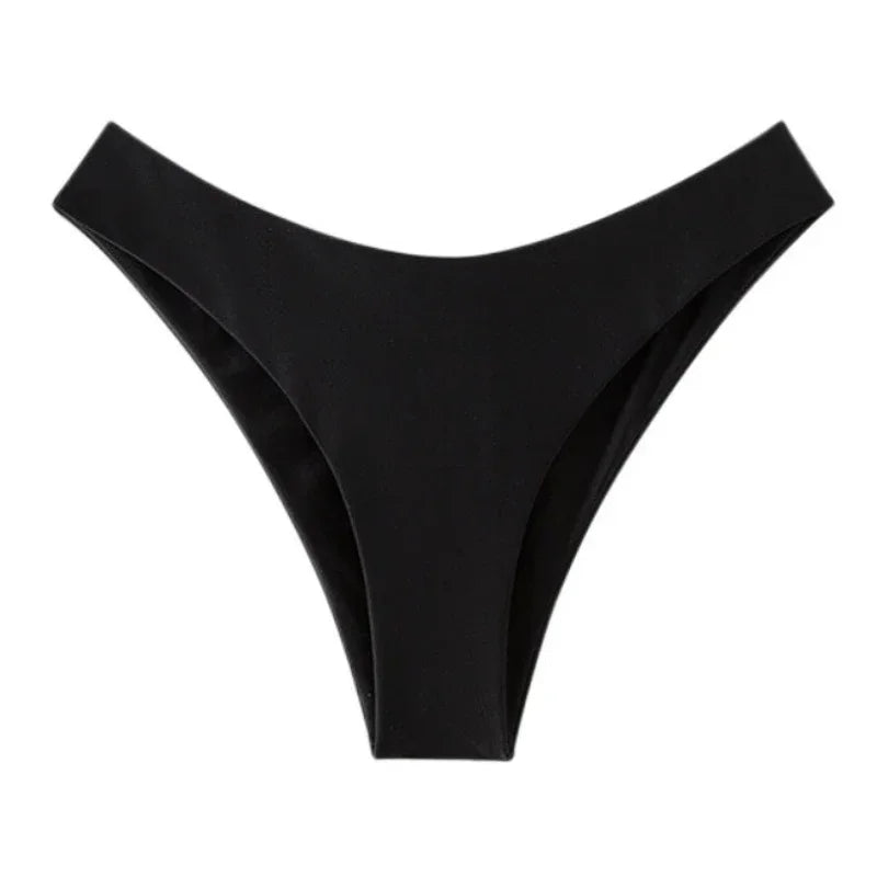Damen-Badehose, Bikinihöschen, hochgeschnittene Badehose, einfarbige Badehose, Strandbekleidung, Badeanzüge