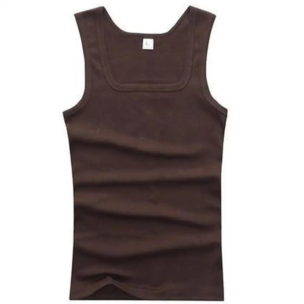 Unisex Solid Square Neck Ribbed Tank Top Lovers Sleeveless T Shirt Classic White Black Elastic Vest Women Men Sport Gym Tank Top