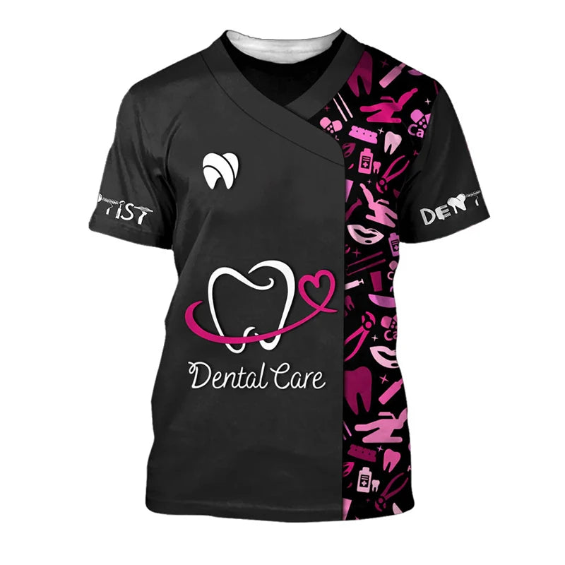 2025 Men's T-Shirt Tooth 3d Printed Daily T Shirt For Man Short Sleeve Fashion Casual Street Dentist Uniform Men's Clothing Tops
