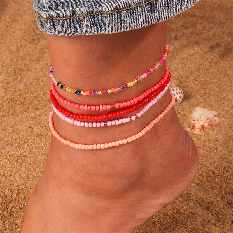 Bohemian Colorful Handmade Beads Anklets for Women Summer Beach Ankle Bracelet Foot Leg Chain Female Girls Jewelry Accessories