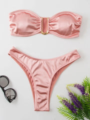 12 Color 2024 New Sexy Bandeau Bikini Women Swimwear Female Swimsuit Two-pieces Bikini Set Padded Bather Bathing Suit Swim