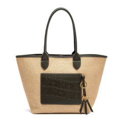 Beach Vacation Women's Tote Bag 2025 New Summer PP Grass Weaving Splicing Design Large Capacity Handbag