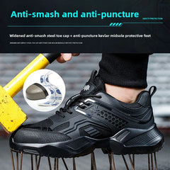 Men's Safety Shoes Steel Toe Soft Soled Women Male Sneakers Lightweight Air Cushion Working Footwears Protection Anti Smashing