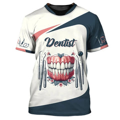 2025 Men's T-Shirt Tooth 3d Printed Daily T Shirt For Man Short Sleeve Fashion Casual Street Dentist Uniform Men's Clothing Tops