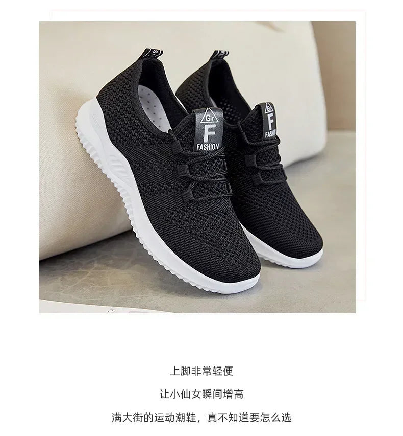 Shoes for Women 2024 New Casual Fashion Running Shoes Flying Woven Breathable Lady Casual Shoes Soft Sole Trend Fashion Sneakers