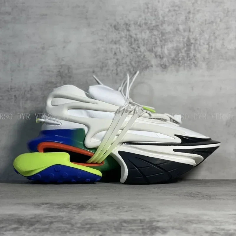 2025 Trendy Men Sports Shoes Platform Sneakers Lace Up Gradient Colors Running Casual Walking Shoes Women Flats Loafers