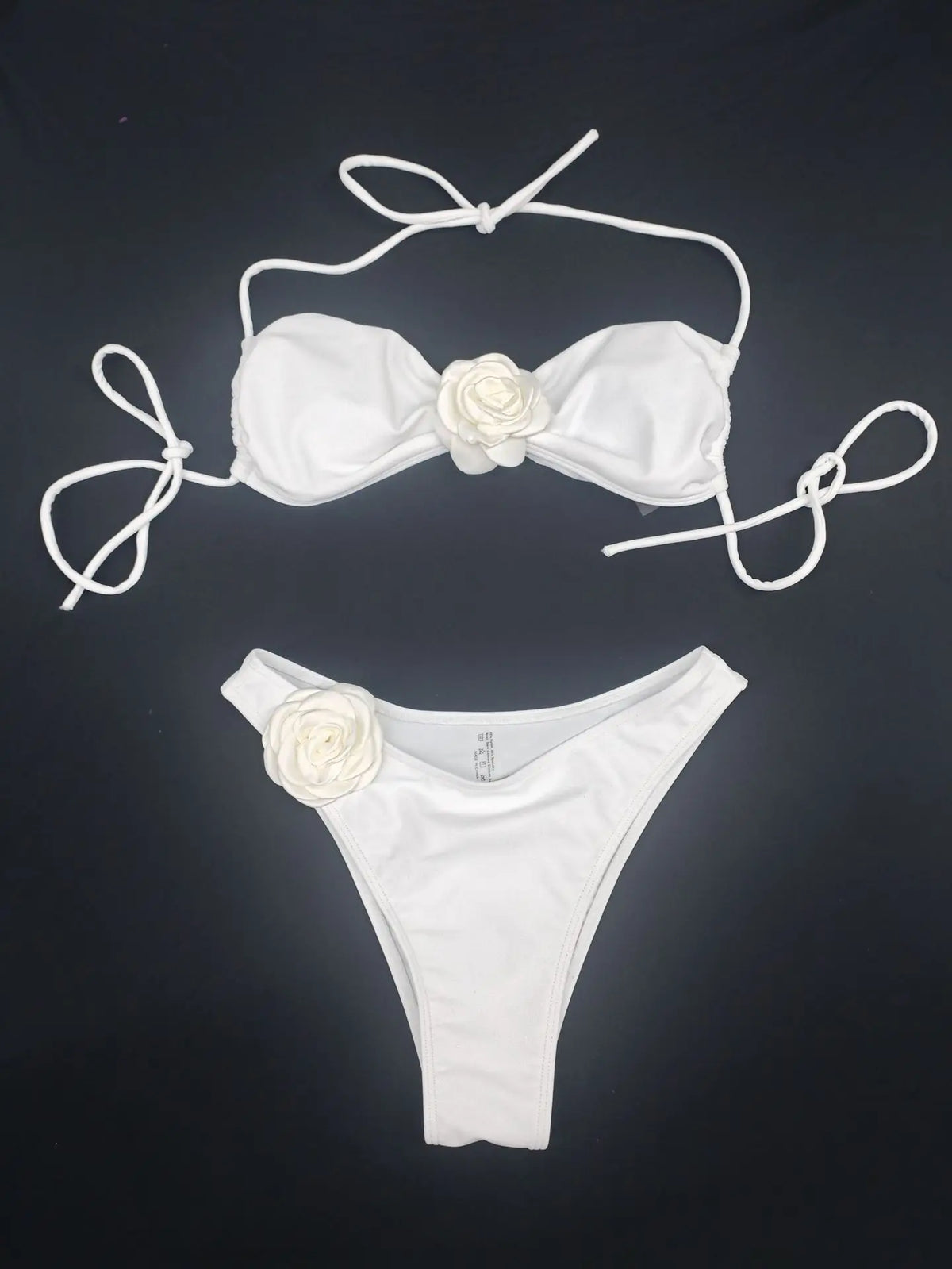 Sexy 3D-Blumen-Patchwork-Bikini-Tanga 2024 Damen-Schnür-Badeanzug Neckholder-Badeanzug mit Kordelzug Biquini Mujer