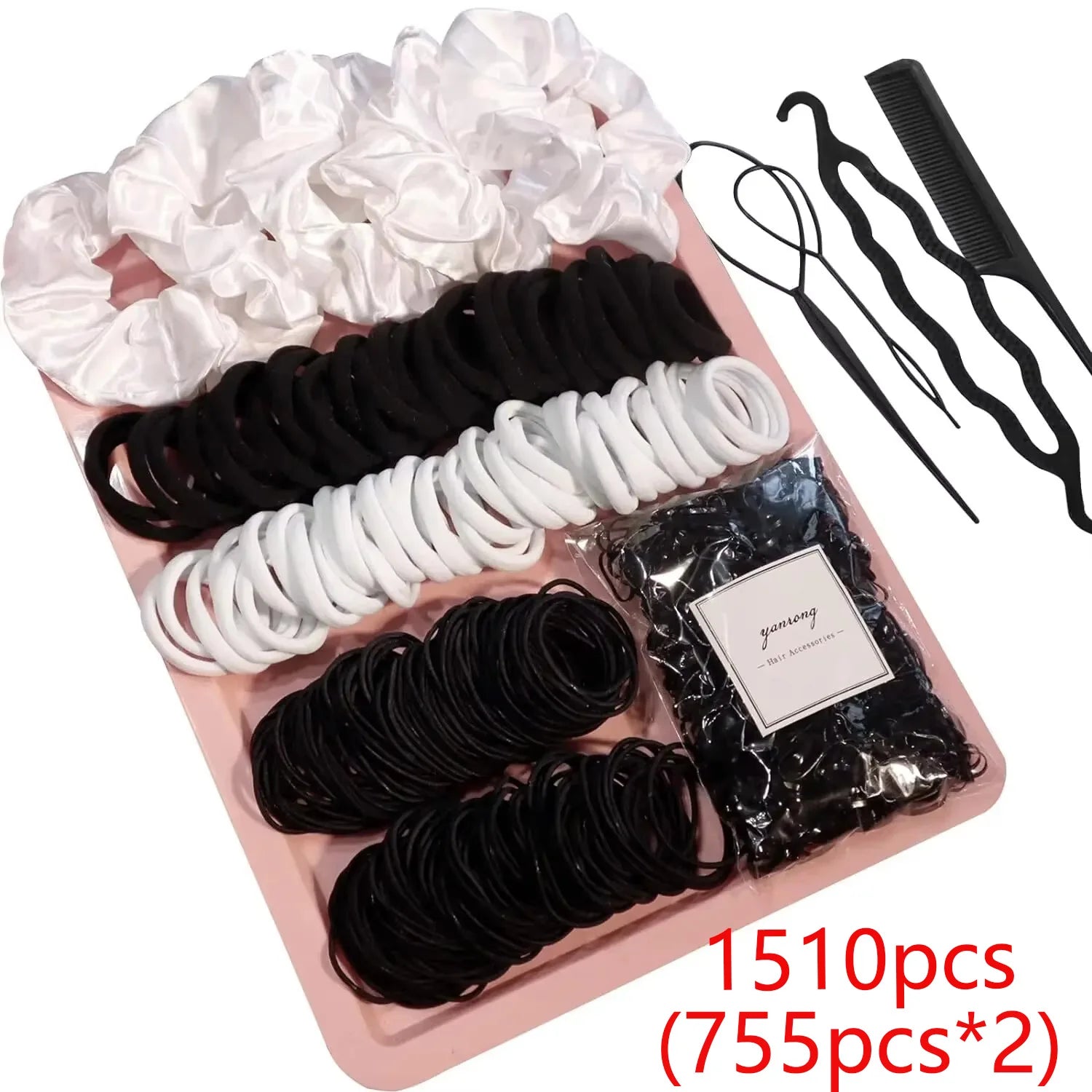755/1510PCS Hair Accessories Set for Women Seamless Ponytail Holders Hair Bands Scrunchies Girls Variety Rubber Bands Hair Ties