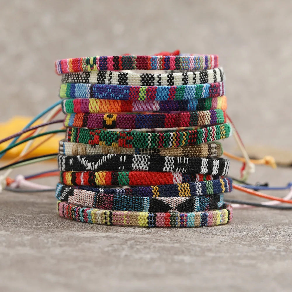 12Pcs Bohemian Surfer Beach Bracelet Set Men & Women Braided Boho Summer Bracelets Handmade Festival Jewelry Accessories