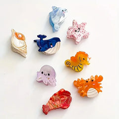 Acetate Ocean Animal Hair Clips for Women Non-Slip Summer Beach Accessories Crab Starfish Whale Multi-Pack Gifts