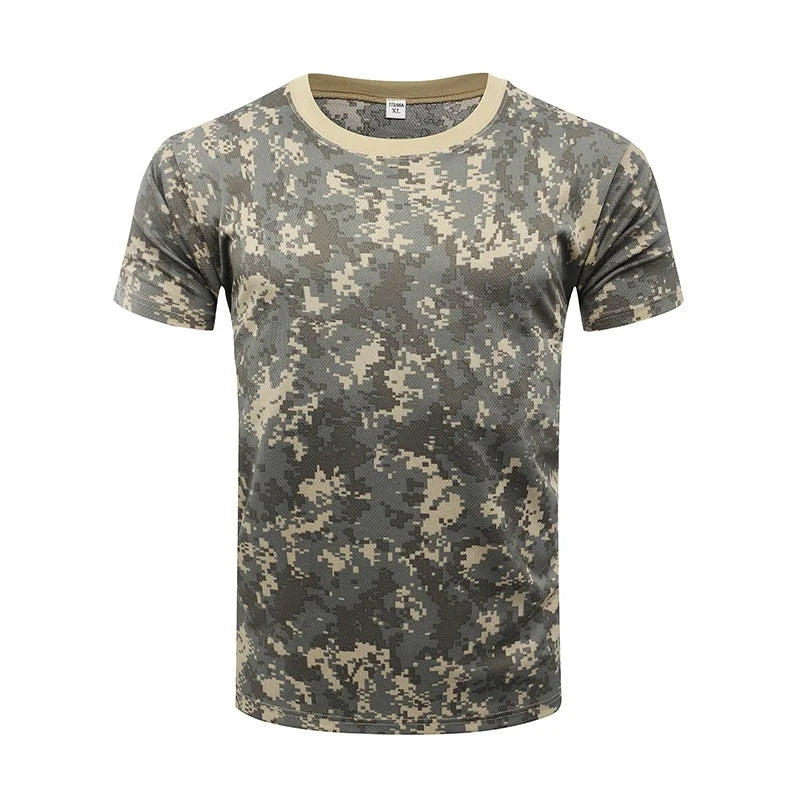 Military Army Camouflage Tactical Short Sleeve Men's  Combat T-Shirt  Kid's Tee Camo Outdoor Hiking Hunting Shirts