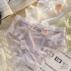 Women's Underwear 7A Baby Cotton Antibacterial Splicing Lace Cotton Crotch Seamless Comfortable Breathable Summer Thin Briefs