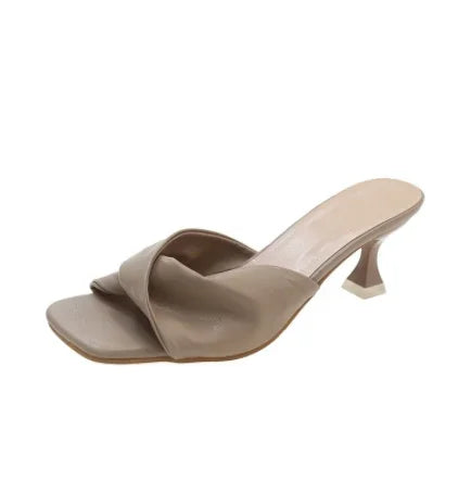 Shoes for Women Modern Slippers Women's Slippers Summer Fashion Shallow Slippers Ladies Outside Med Heels Sandal Female