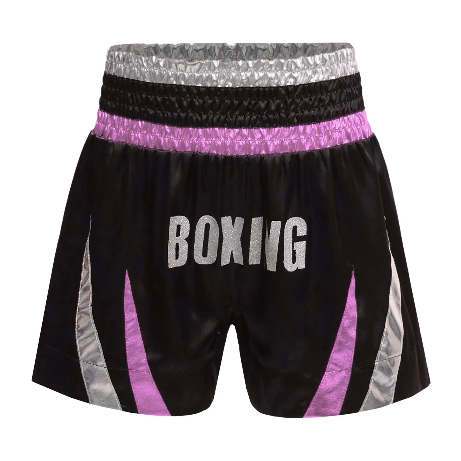 Kids Boys Boxing Training Outfit Long Sleeve Open Front Metallic Satin Robe Hooded Cloak with Athletic Shorts And Boxer Gloves