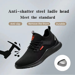 Men's steel safety work shoes Durable protective toe boots Comfortable sliding-resistant footwear factory industry safety·