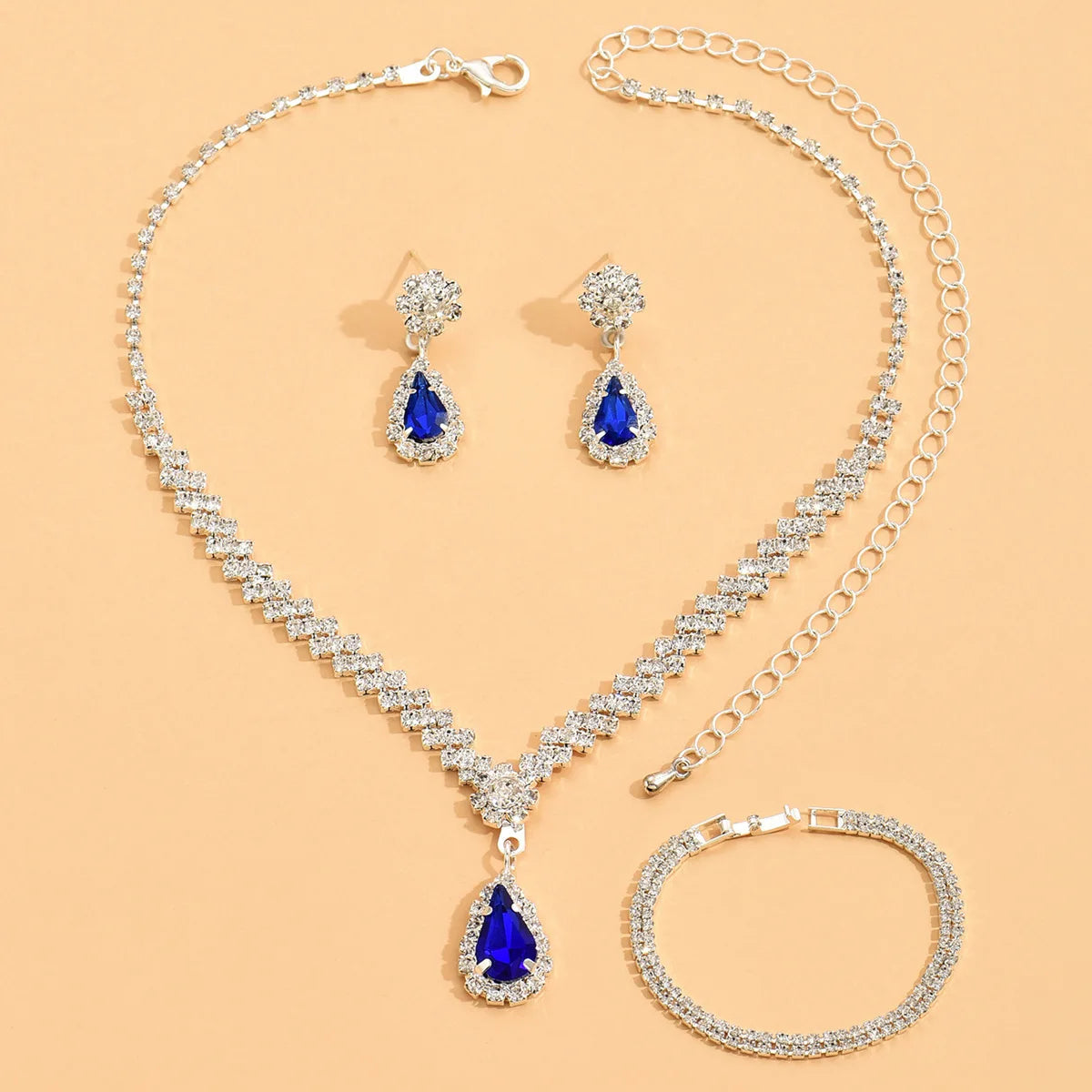 4 Pieces Of Women's Wedding Accessories, Earrings, Necklaces, Bracelets, Bridal Jewelry Sets, Banquet And Party Accessories-8071