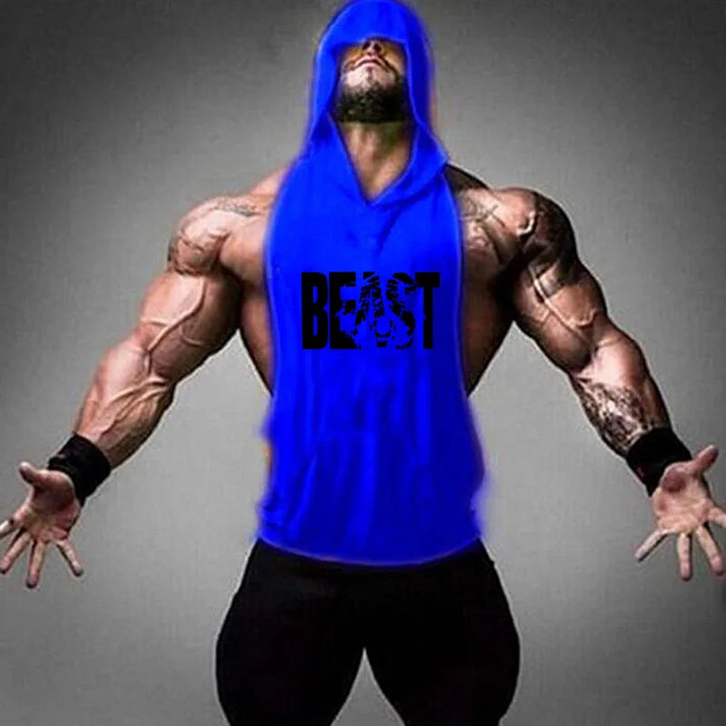 Bodybuilding Tank Tops Men Gym Fitness Cotton Hooded Vest Sleeveless Shirt Workout Hoodie Summer Casual Fashion Singlet Clothing